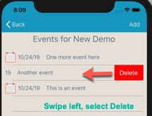 swipe left delete